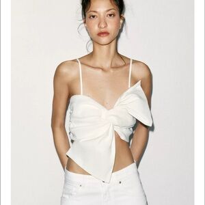 Zara White Bow Tank Top